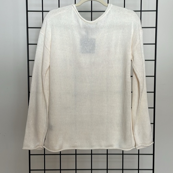 Cream Sweater Red Stars & Stripes Embroidered Size M - Picture 2 of 4